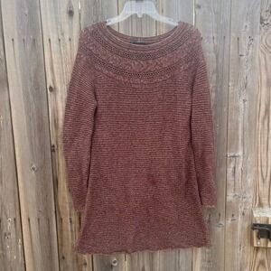 Peruvian Connection Knit Pima Cotton Sweater Boho Multicolored Tunic Dress Sz‎ S